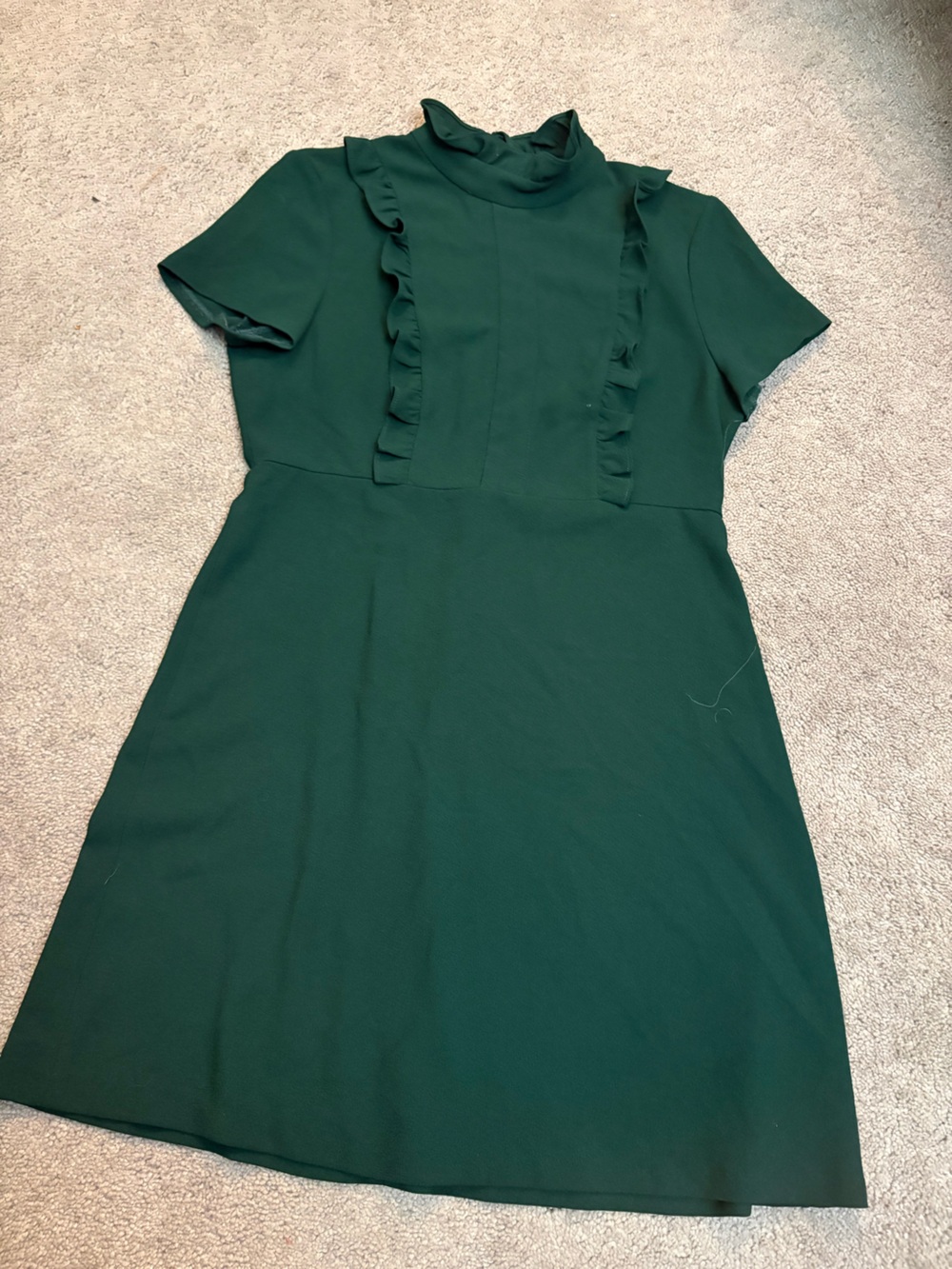 Zara Dark Green Ruffle Front Midi Dress